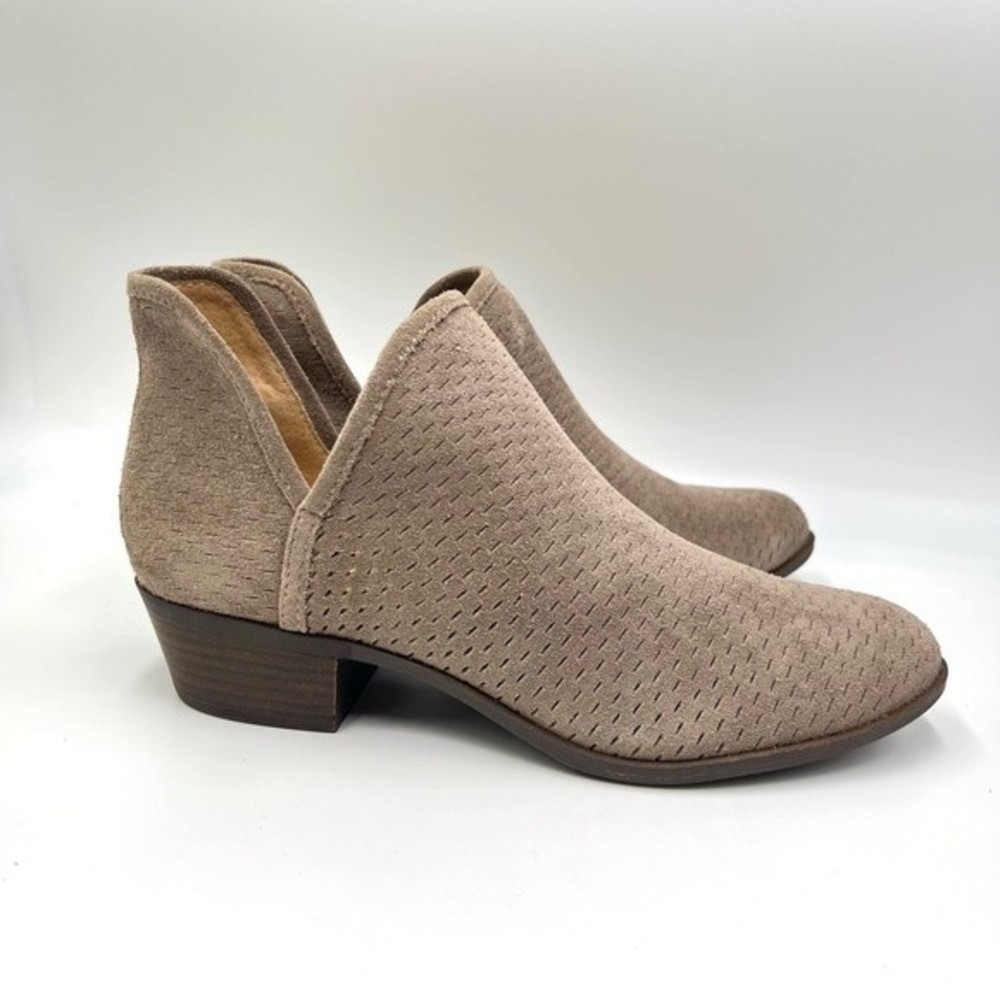 Lucky Brand Size 9.5 Taupe Brown Suede Leather Ankle Boots‎ Booties Shooties
